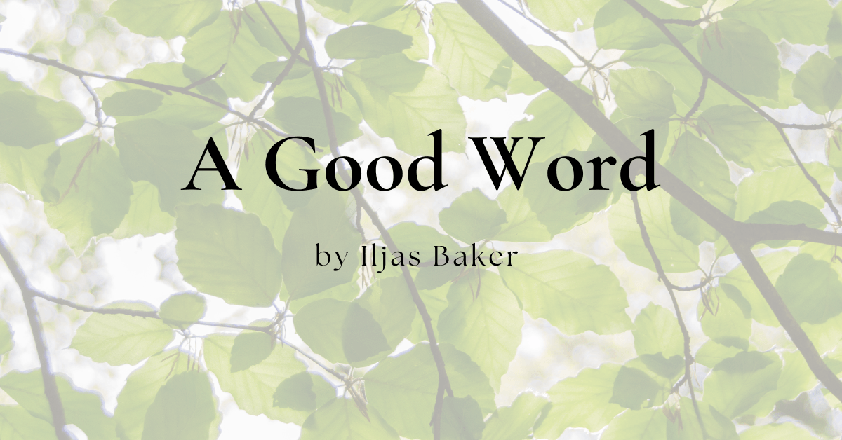A Good Word, a poem about loss by Iljas Baker from the poetry book Peace Be Upon Us